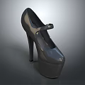 Elegant Black High Heels With Platform Sole And Buckle Strap Design 3d model