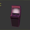 Purple Arcade Gaming Machine With Pink Lighting And Control Panel For Home Entertainment