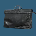 Black Leather Travel Bag With Two Loop Handles And Side Strap Design 3d model