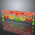 Vibrant Traditional Decorative Ornament Set With Circular Patterns Colorful Tassels And Red Yellow Green Accents