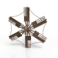 Metal Windmill Structure With Star Shaped Blades And Support Framework