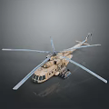 Sand Colored Transport Helicopter Model With Large Rotors And Detailed Design