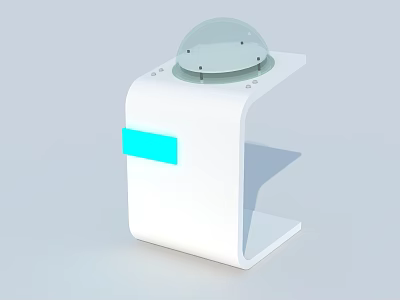 Modern Display Shelf with White Frame Transparent Dome Top and Blue Side Panel 3d model