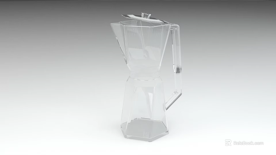 Transparent Glass Coffee Pot Tableware Set With Modern Hexagonal Design For Kitchen Use 3d model 