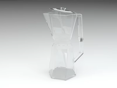 Transparent Glass Coffee Pot Tableware Set With Modern Hexagonal Design For Kitchen Use 3d model