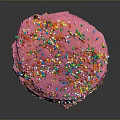 Delicious Cupcake With Pink Frosting Topped With Colorful Sprinkles On Black Background With Reflection