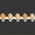 White Egg Carton With Light Pink And Orange Eggs Neatly Arranged On Dark Background