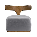 Modern Leisure Chair with Gray Upholstered Seat and Wooden Armrests Design