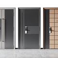 Modern Security Doors with Three Styles Gray Black Brown Grid Striped Panels 3d model