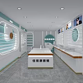 Modern Optical Store Interior With Display Cabinets Counters And Eyewear Posters 3d model