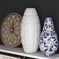Elegant Decorative Ornament Set With Vases Plate Photo Frame Book On White Shelves
