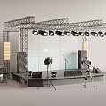 Stage Truss System With Lighting Speakers Cameras And Studio Equipment Setup 3d model
