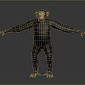 Realistic 3D Chimpanzee Standing With Outstretched Arms On Gray Background