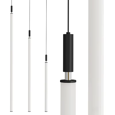 Modern Black And White Suspended Pendant Light With Cylindrical Design And Sleek Metal Structure 3d model