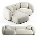 Modern Beige Curved Sofa With Soft Cushions For Living Room Furniture