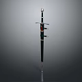 Classic Decorative Sword With Slender Blade Green And Red Accents On Hilt Traditional Weapon Design