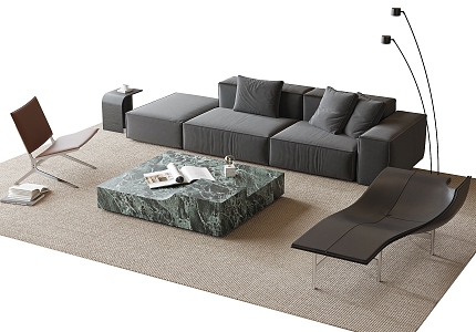 Sofa Coffee Table Combination Coffee Table Leisure Chair Carpet 3d model