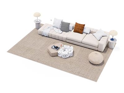 Modern sofa coffee table combination 3d model