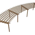 Wooden Outdoor Pergola With Lattice Top And Supporting Posts Structure 3d model
