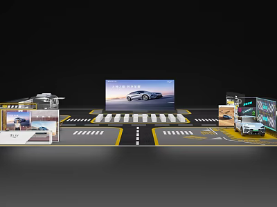 Luxury Car Exhibition Booth With Large Screen Display And Interactive Stands 3d model