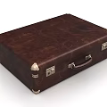 Vintage Brown Leather Suitcase With Metal Corner Accents Brass Lock And Leather Handle Design