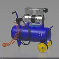 Portable Air Compressor With Blue Tank Yellow Wheels And Orange Hose