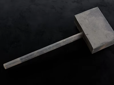Durable Metal Hammer with Long Handle and Square Head on Black Background for Hardware Projects 3d model