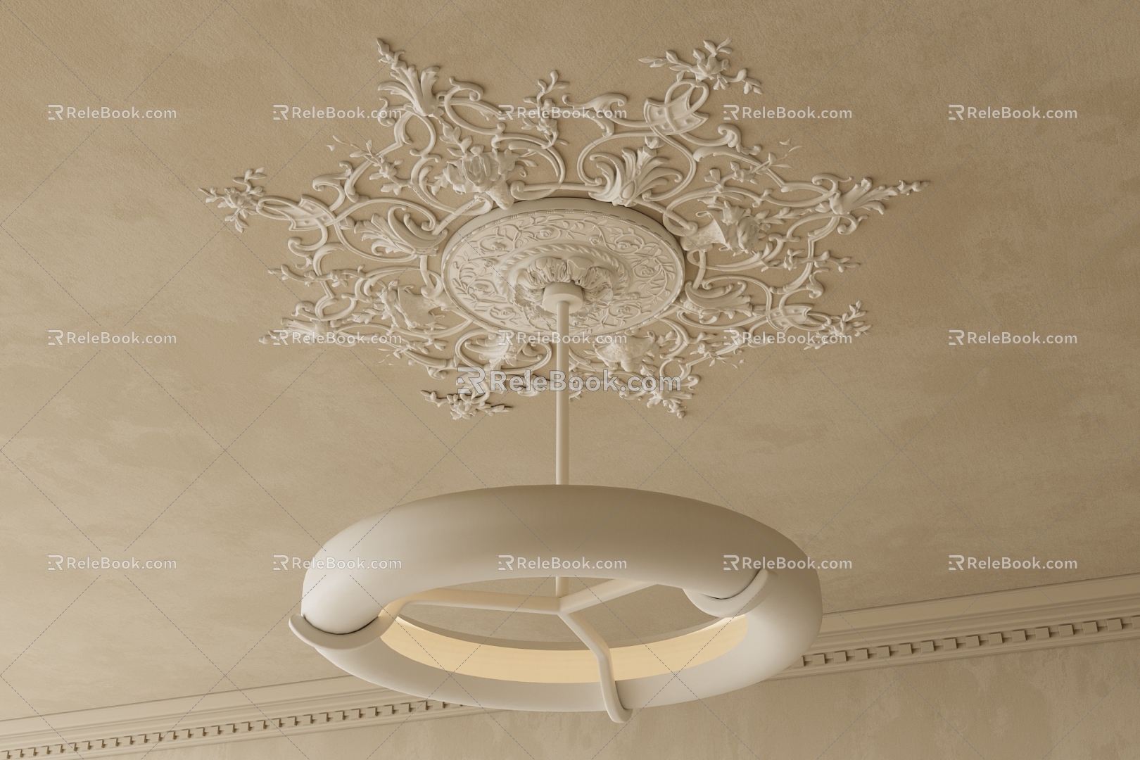 French Chandelier Gypsum Chandelier 3d model