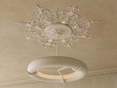 French Chandelier Gypsum Chandelier 3d model