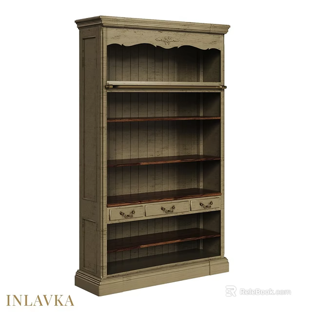 Rustic Wooden Cabinet Featuring Multiple Shelves And Drawers For Home Storage 3d model 