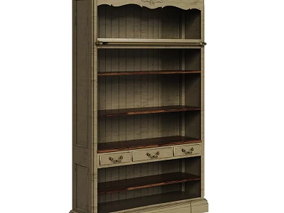 Rustic Wooden Cabinet Featuring Multiple Shelves And Drawers For Home Storage 3d model