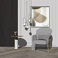 Modern Single Sofa Casual Sofa Coffee Table Combination 3d model