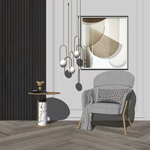 Modern Single Sofa Casual Sofa Coffee Table Combination 3d model