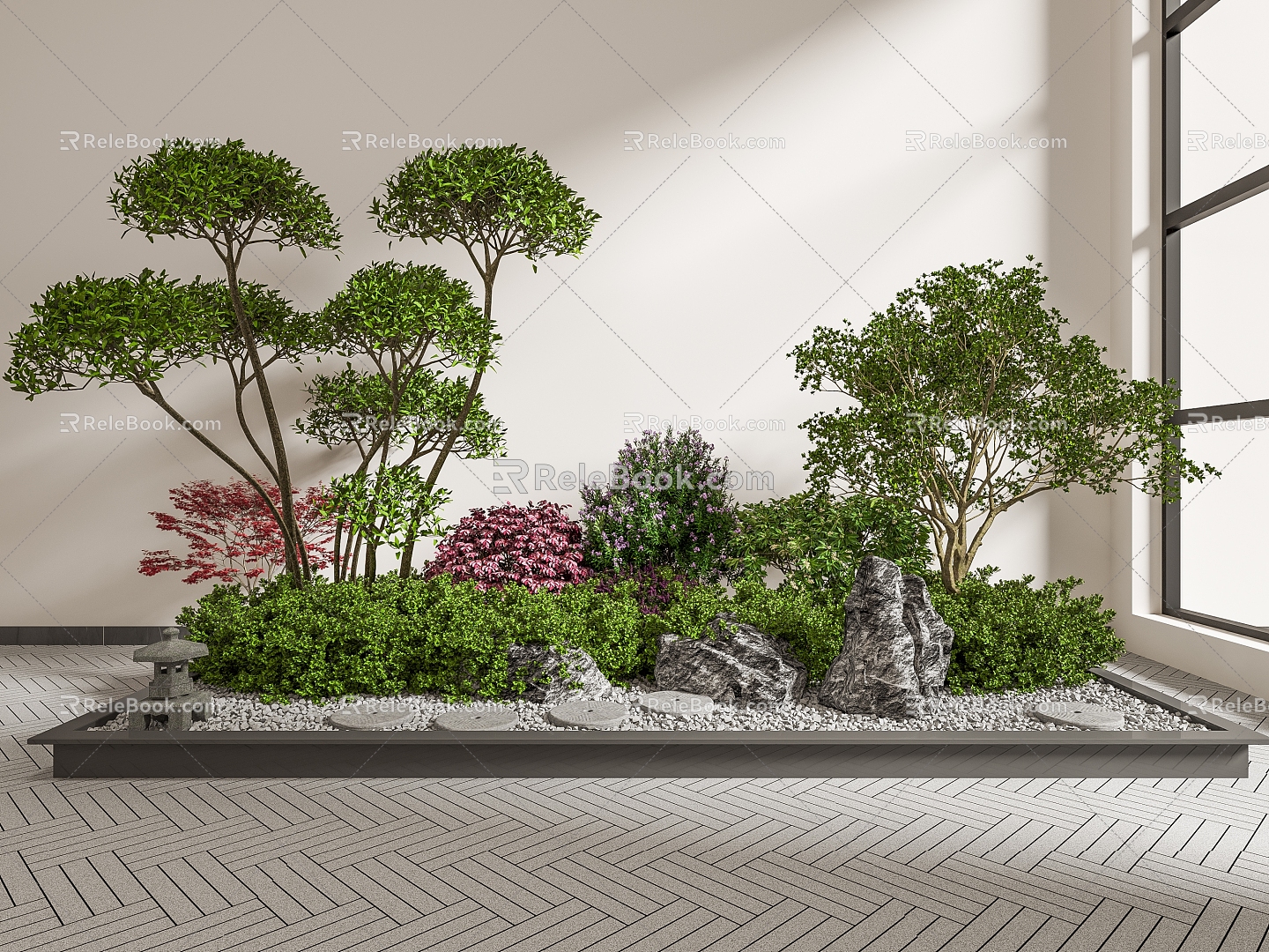 Modern landscape sketch shrub landscape green plant 3d model