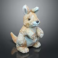 Adorable Fluffy Light Brown Standing Stuffed Kangaroo Doll Toy