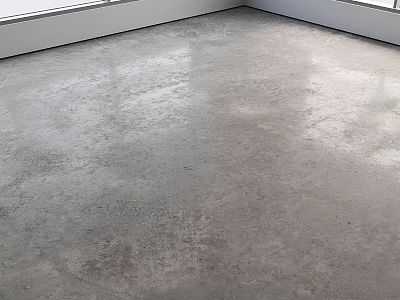 Gray Polished Concrete Floor With Glossy Surface And White Indoor Baseboards 3d model