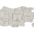 Abstract Geometric White Wall Decor With Carved Textured Patterns And Irregular Shapes