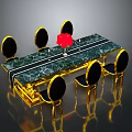 Elegant Dining Table Set With Green Marble Top Golden Frame Black Chairs And Red Flower
