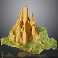 Orange Rocky Mountain Formation With Green Vegetation And Natural Texture