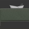 Modern Green Sectional Sofa with Gray and White Pillows and Metal Legs