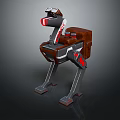 3D Mechanical Robot Creature Character With Metallic Legs Red Accents And Brown Body Design