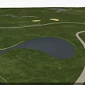 Scenic Garden Landscape Design With Lush Green Lawns Winding White Paths And Blue Ponds