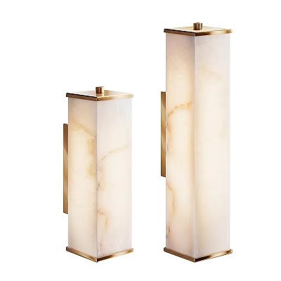 Modern Marble Wall Sconces with Brass Accents and Minimalist Design for Interior Lighting Decoration 3d model