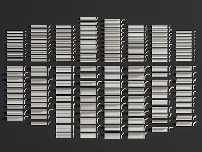 Various Decorative Gypsum Moldings In Different Styles For Interior Design 3d model