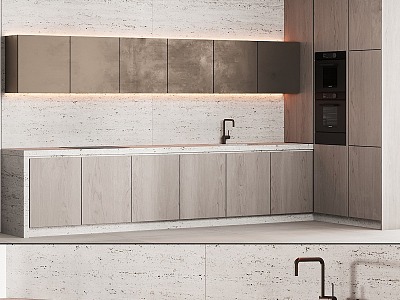 190 kitchen 10 japandi wood bronze travertine 00 3d model