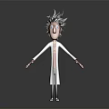 Mad Scientist Character With Spiky Hair And White Lab Coat