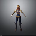 Fantasy Female Warrior Character With Golden Hair And Blue Gold Armor 3D Model Design