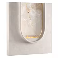 Modern Marble Fireplace with Warm Flames in Light Gray Wall Design 3d model