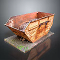 Scenic Landscape Featuring Rusty Dumpster On Mossy Platform With Dark Background 3d model