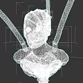 Sci Fi Game Movie Character With Black Mechanical Tentacles Green Accent And Textured Skin
